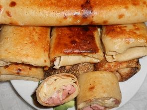 Блинчики с сыром и сосисками Блинчики с сыром и сосисками