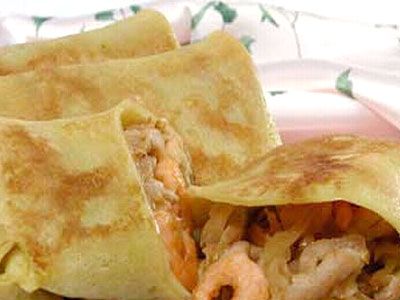 Блины с начинкой из мяса и креветок Блины с начинкой из мяса и креветок