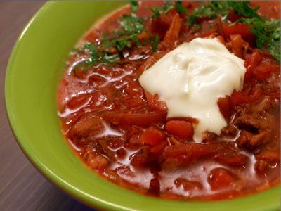 Борщ с сосисками и ветчиной Борщ с сосисками и ветчиной