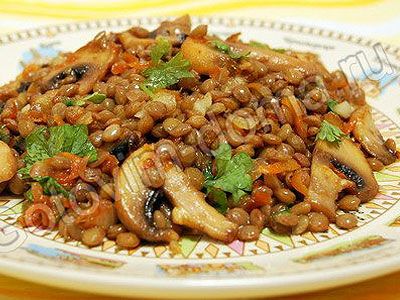 Чечевица с шампиньонами Чечевица с шампиньонами