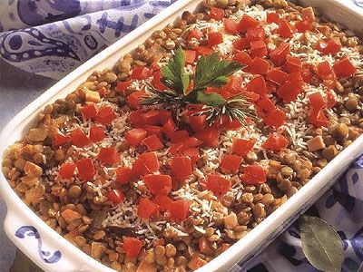 Чечевица, запеченная с беконом и грибами Чечевица, запеченная с беконом и грибами