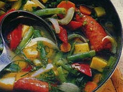 Фасолевый суп с сардельками Фасолевый суп с сардельками