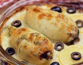 Кальмары, фаршированные кабачком Кальмары, фаршированные кабачком