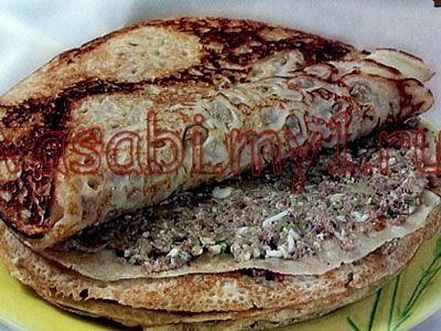 Каравай из блинчиков с печенью Каравай из блинчиков с печенью