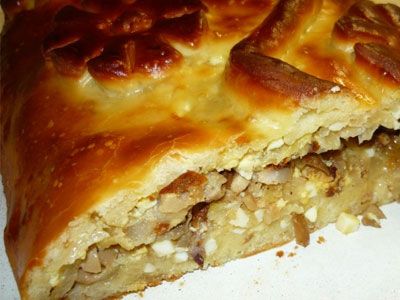 Кулебяка с капустой, свининой и грибами Кулебяка с капустой, свининой и грибами