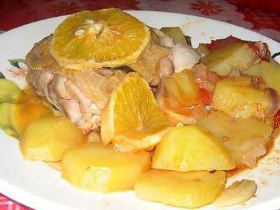 Курица с овощами и с апельсинами Курица с овощами и с апельсинами