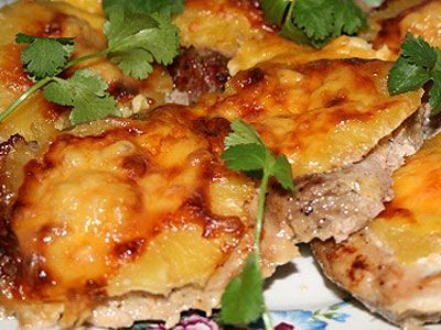 Курица, запеченная с ананасом