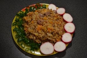 Куриные сердечки с гречкой в мультиварке
