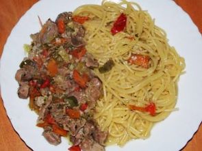 Куриные желудочки с овощами на обед Куриные желудочки с овощами на обед