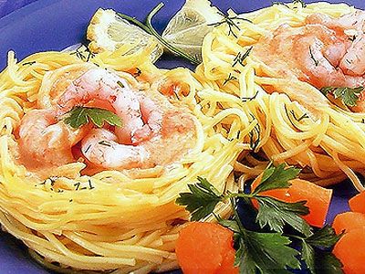 Лапша с соусом из лангустов Лапша с соусом из лангустов