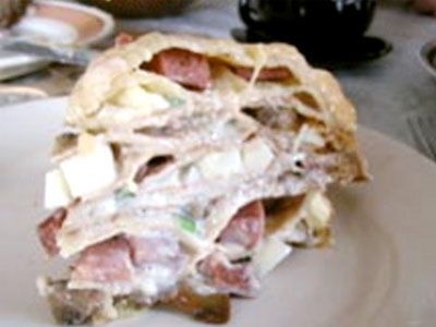 Лазанья с блинами и грибами