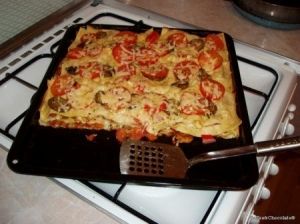 Лазанья с овощами и сосисками под соусом "Бешамель" Лазанья с овощами и сосисками под соусом "Бешамель"