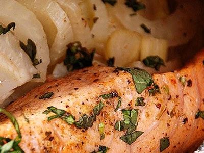Лосось с фенхелем и самбукой Лосось с фенхелем и самбукой