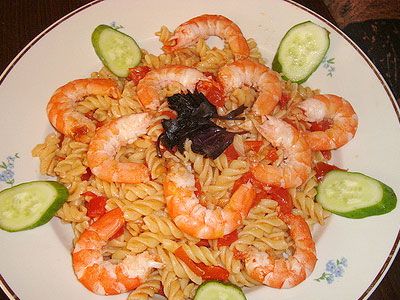 Макароны с креветками Макароны с креветками