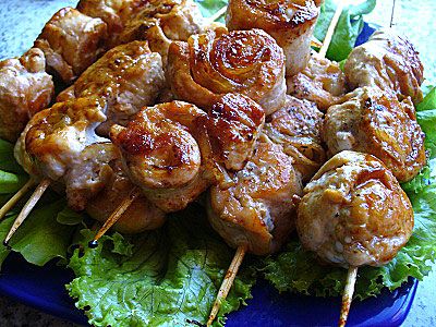 Мини-шашлычки из куриной грудки Мини-шашлычки из куриной грудки