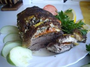 Оленина запечёная с вассаби и майонезом