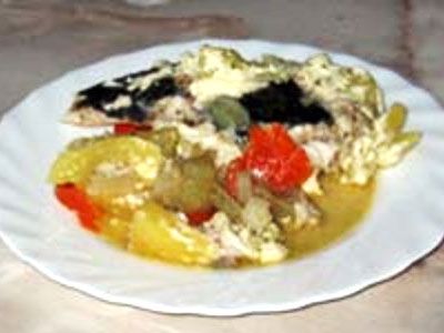 Пиленгас запеченный с овощами Пиленгас запеченный с овощами