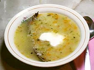 Рассольник на свиных ребрышках