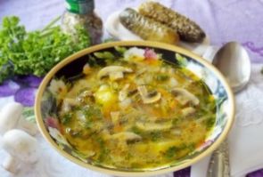 Рассольник с грибами Рассольник с грибами