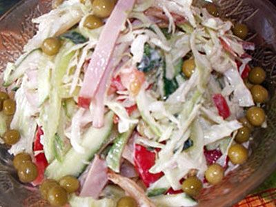 Салат с ветчиной и капустой Салат с ветчиной и капустой