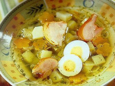 Щавелевый суп с копченой курицей Щавелевый суп с копченой курицей