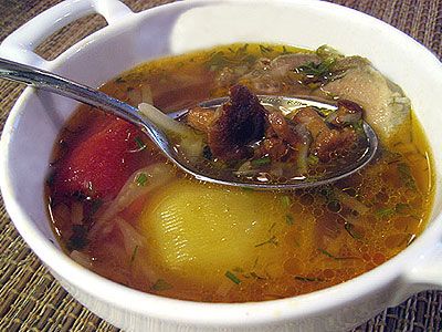 Щи с языком и лисичками Щи с языком и лисичками