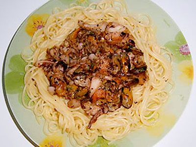 Спагетти с морепродуктами Спагетти с морепродуктами