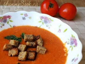 Томатный суп-пюре с фасолью и рисом Томатный суп-пюре с фасолью и рисом