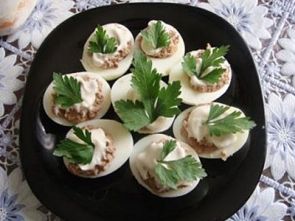 Яйца с печенью трески Яйца с печенью трески