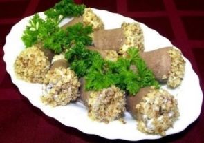 Закусочные рулетики из языка Закусочные рулетики из языка