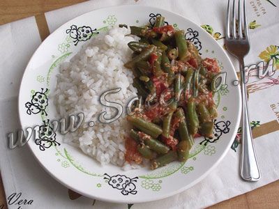 Жаренная фасоль с помидорами Жаренная фасоль с помидорами