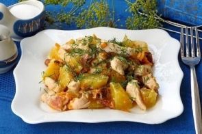 Жаркое с курицей и овощами в мультиварке Жаркое с курицей и овощами в мультиварке