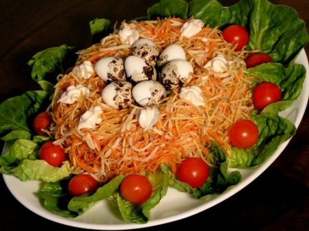 Салат Глухариное гнездо. Рецепт вкусной закуски